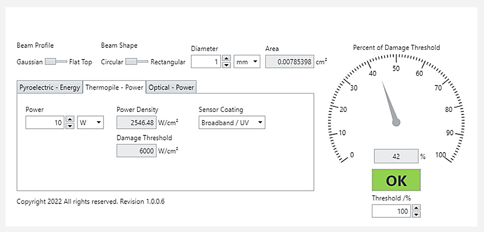 online laser damage threshold calculator - ok