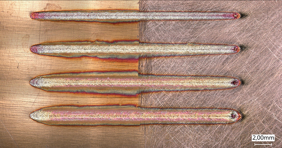 平滑な銅と研磨された銅に安定した溶接ビードを形成