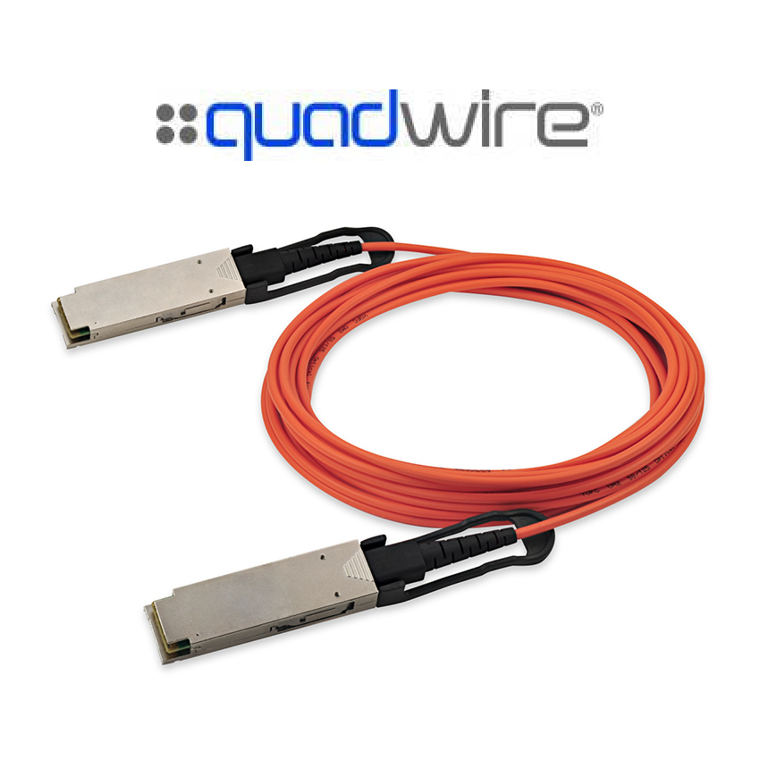 Product image of Quadwire®  cables drive high-speed connectivity enabled by multiple (4 or 8) parallel channels in AOCs with our multimode fiber (MMF) cables that reach up to 100 m in data center connections.